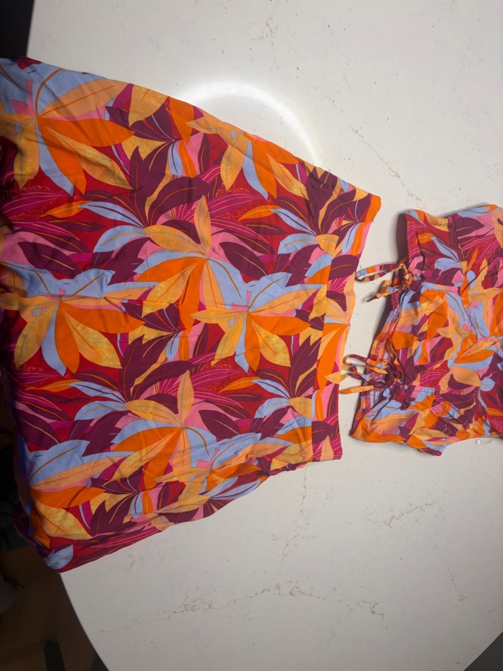 Lily Rose Orange, Purple & Blue Tropical Print Shorts Set - Picture 2 of 3